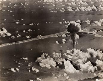 (ATOMIC BOMB TESTING--BIKINI ATOLL) A collection of 24 images depicting two separate atomic test blasts for Operation Crossroads over B